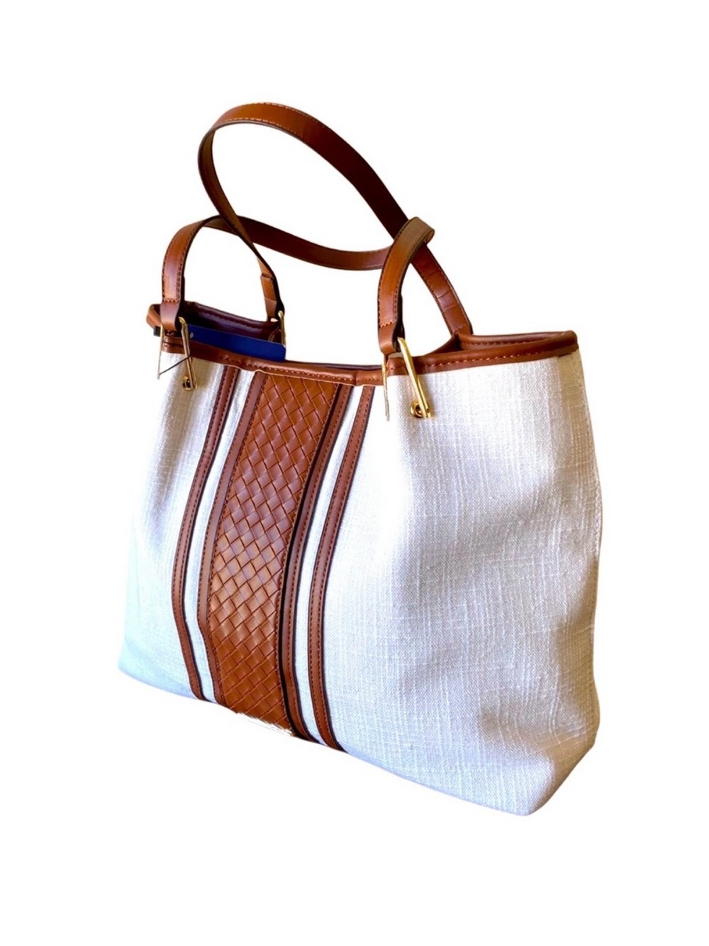 ADRIENNE VITTADINI LINEN TOTE W/ DETACHABLE POUCH